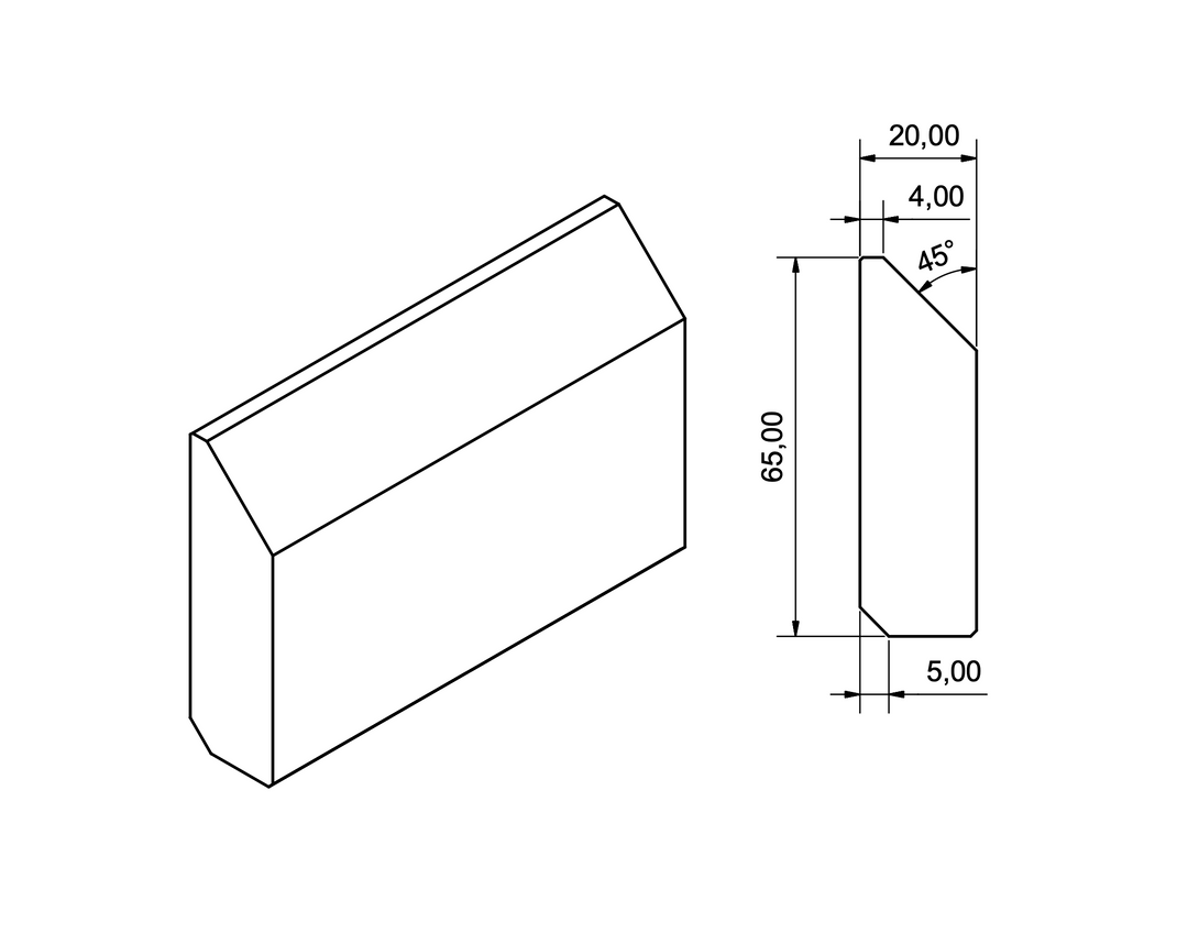 French Cleat Clips doppelt für 65x20er Leiste - 2 Stück