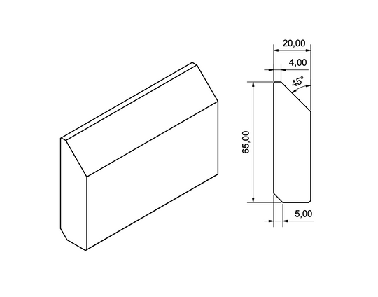 French Cleat Clips doppelt für 65x20er Leiste - 2 Stück